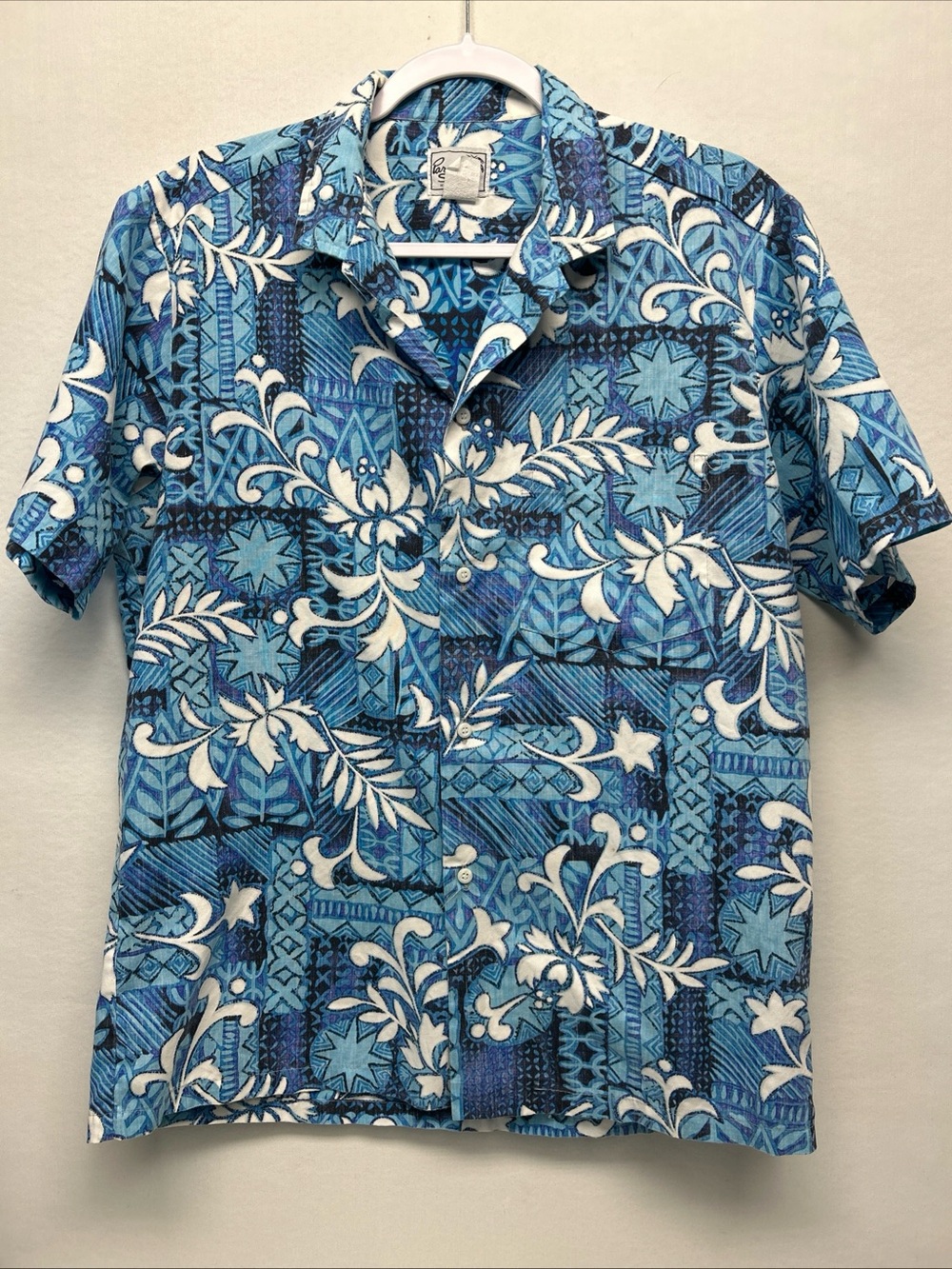 Blue Floral Hawaiian Short-Sleeve Men's Shirt medium